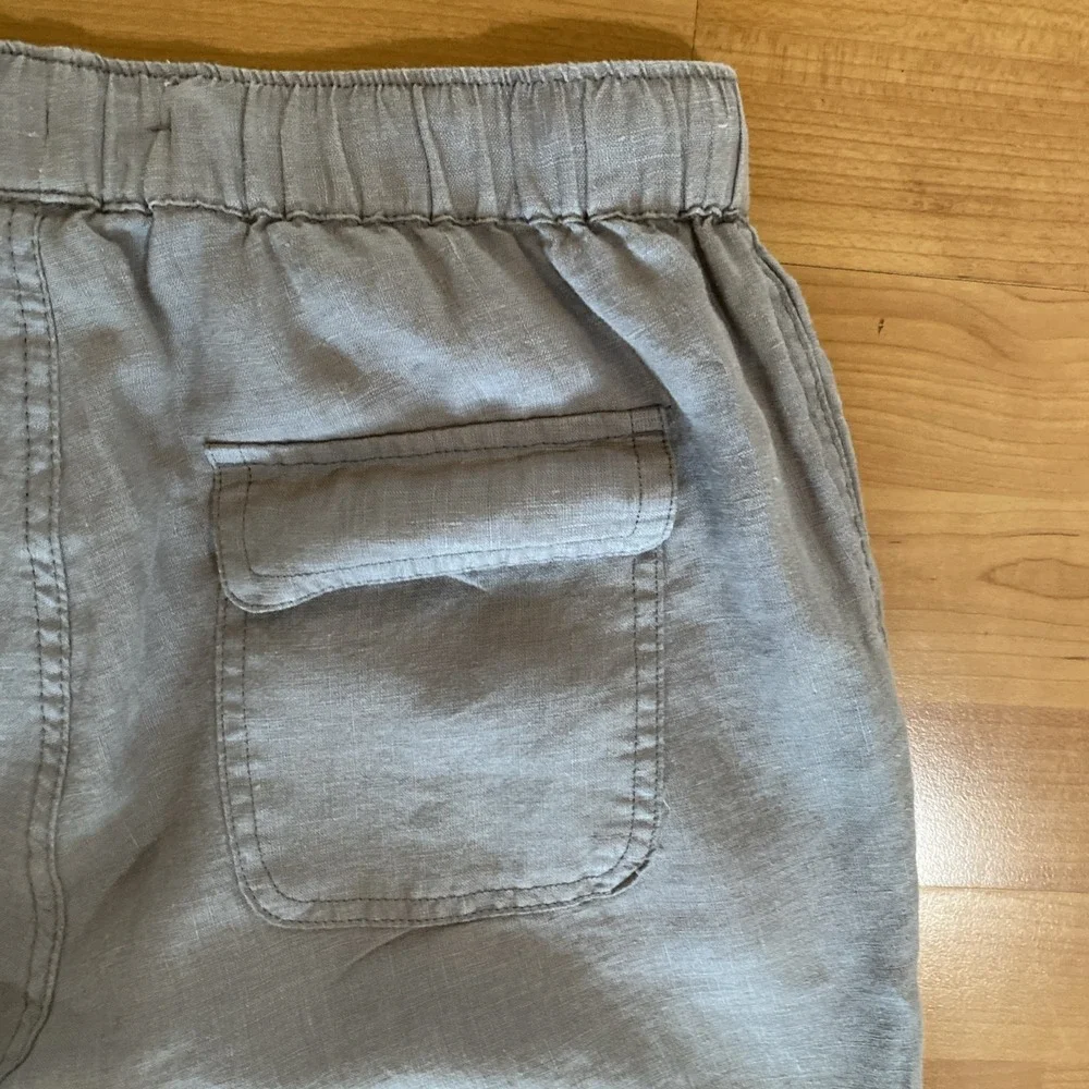 Cynthia Rowley Pants Womens Medium Gray‎ 100% Linen Pull on Jogger Pockets Beach